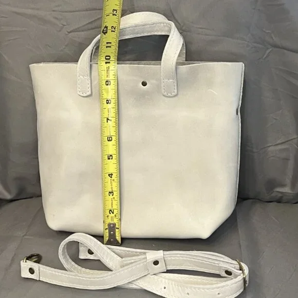 Portland Leather, Crossbody Tote, Beluga/White, w/Journal & Tassel Bag Charm - Picture 4 of 15